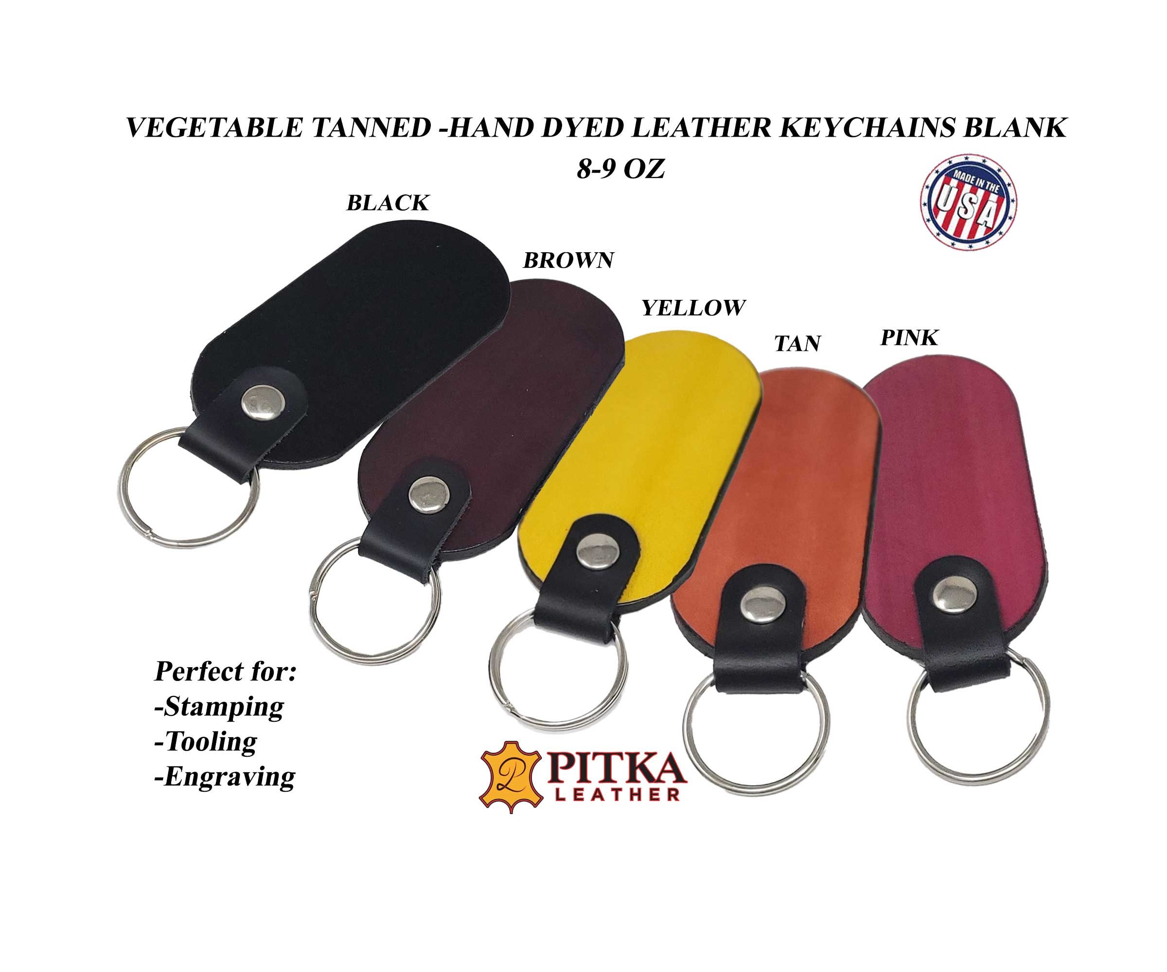 10 Pack Natural Leather Keychains-Blank Stamping Ready Keyrings-Stamping,  Tooling, Embossing, Engraving and Painting ready