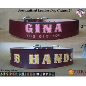 Leather Dog Collars Mahogany - Thick Durable Dog Collars - Custom Name Handmade Collars for Big Dogs - Free shipping in USA - Made in USA
