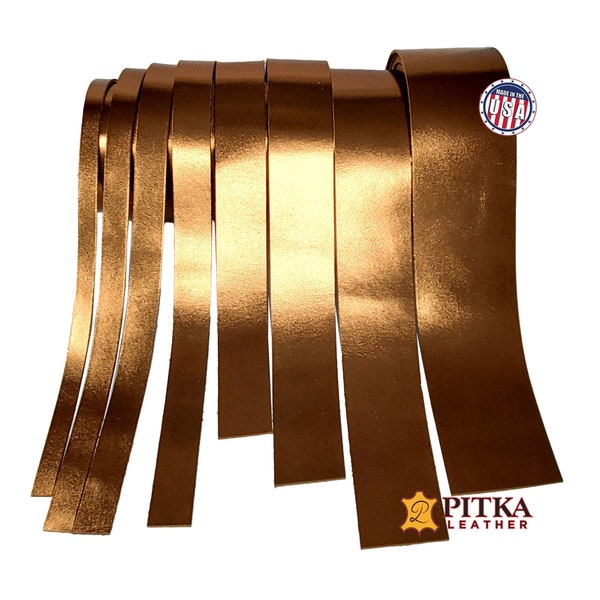 Metallic Leather Strips Bronze 3.5-4 oz. - Length 24 to 96 Inch - Craft, Decorations, Bags, Hat bands, Jewelry-Full Grain Cow Leather Strips