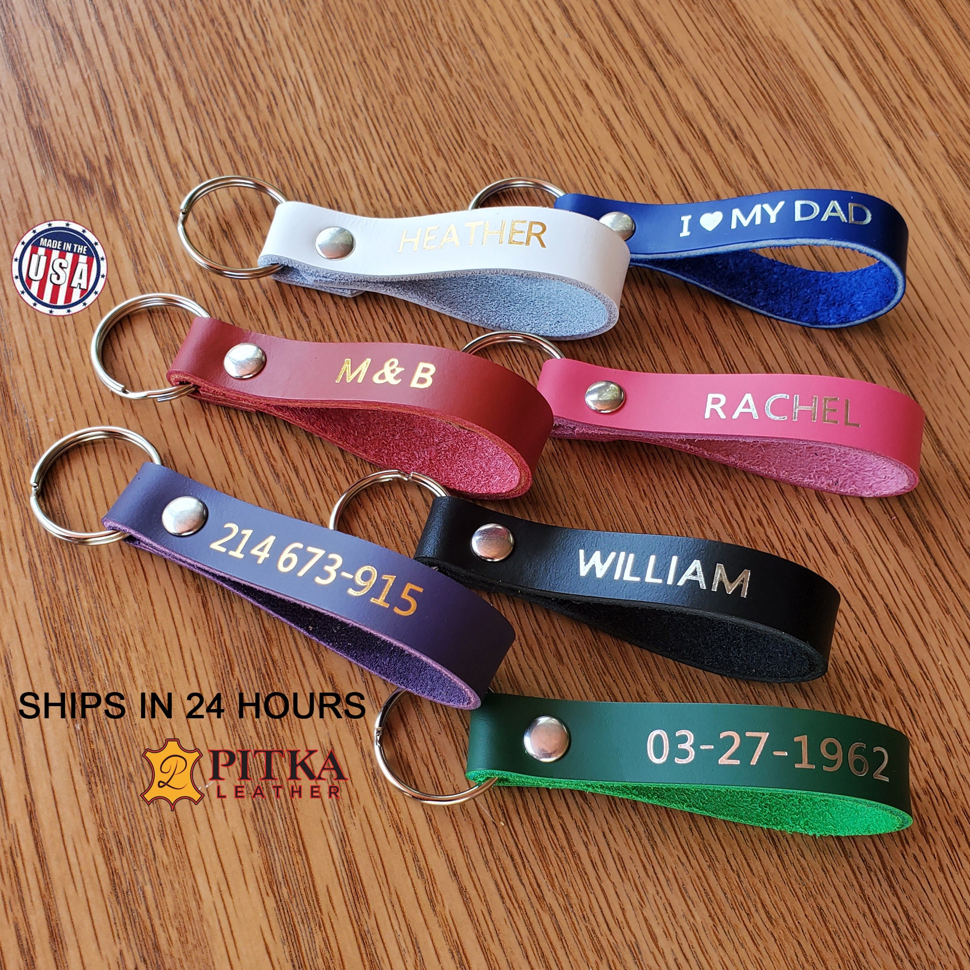 10 Packs Blank Leather Keychains -Engraving Ready Full Grain Leather  Keychains-Summer Camps, Promotions Ideas 