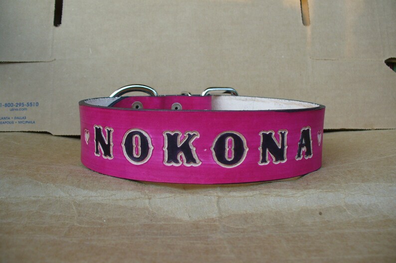 Pink Dog Collars Personalized Pink Leather Dog Collar Etsy