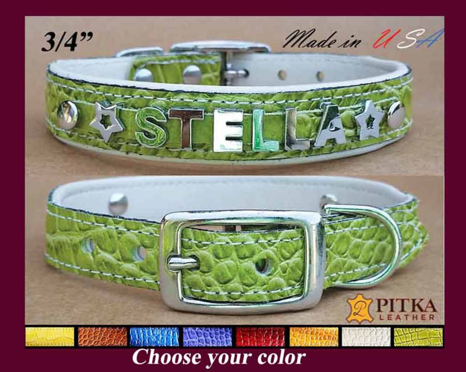 Bling Custom Dog Collars Medium Padded Crock Leather Collar Etsy