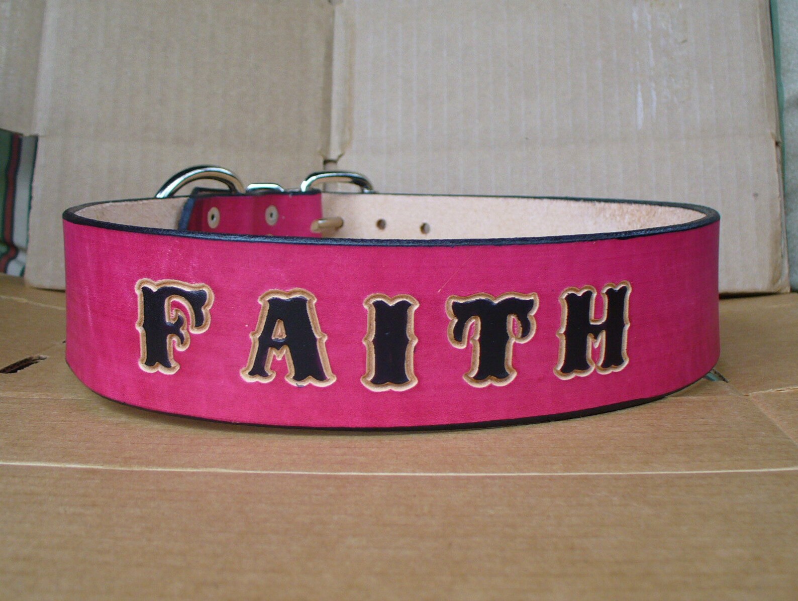 Pink Dog Collars With Name Custom Made XXL Leather Dog Etsy