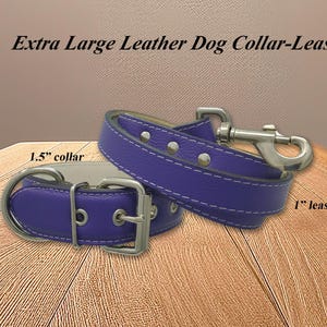 Leather Big Dog Collar and Leash Set: XL, USA Made