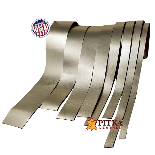 Metallic Leather Strips Platinum 3.5-4 oz. Length 24 to 96 Inch - Craft, Decorations, Bags, Hat bands, Jewelry-Full Grain Cow Leather Strips