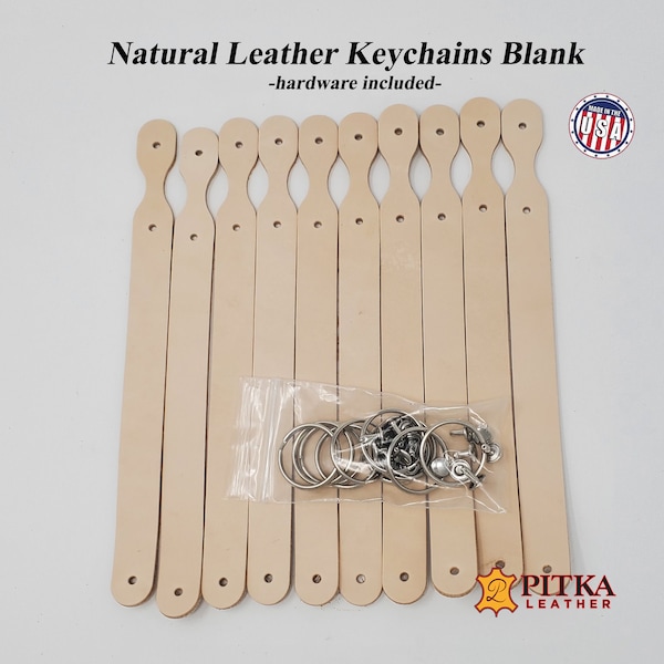 Leather Keychains Blank. DIY Leather Key Fobs, Hardware Included - Ready to be Personalized - Made in USA -Schools, Camps Activities