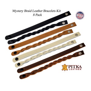 DIY Braided Leather Bracelet Kit: Mystery Braid, 8 Pack - Made in USA
