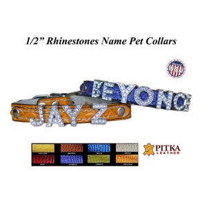 Rhinestone Cat Collars - Soft Crock Leather Cat Collars - Bling Cat Collars Personalized with Rhinestone Name - Cat ID Collars made in USA