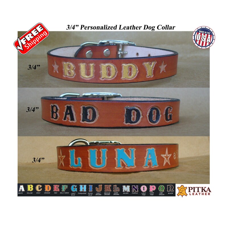 Custom Made Leather Dog Collars Name Dog Collar made in USA Etsy