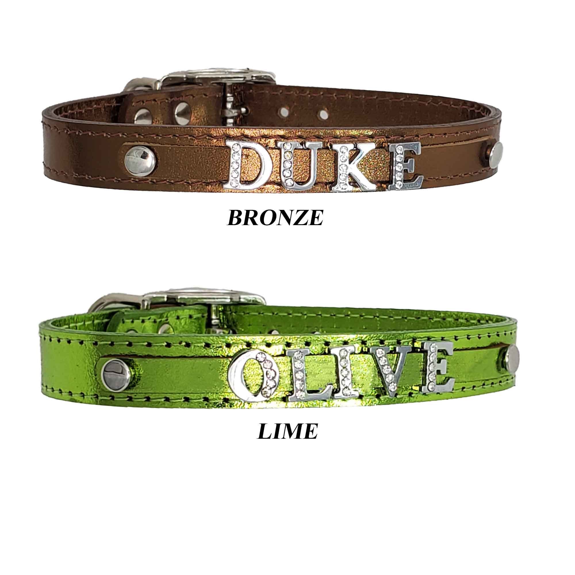 Personalized Dog Collars 5/8 in with half Rhinestone Letters Etsy