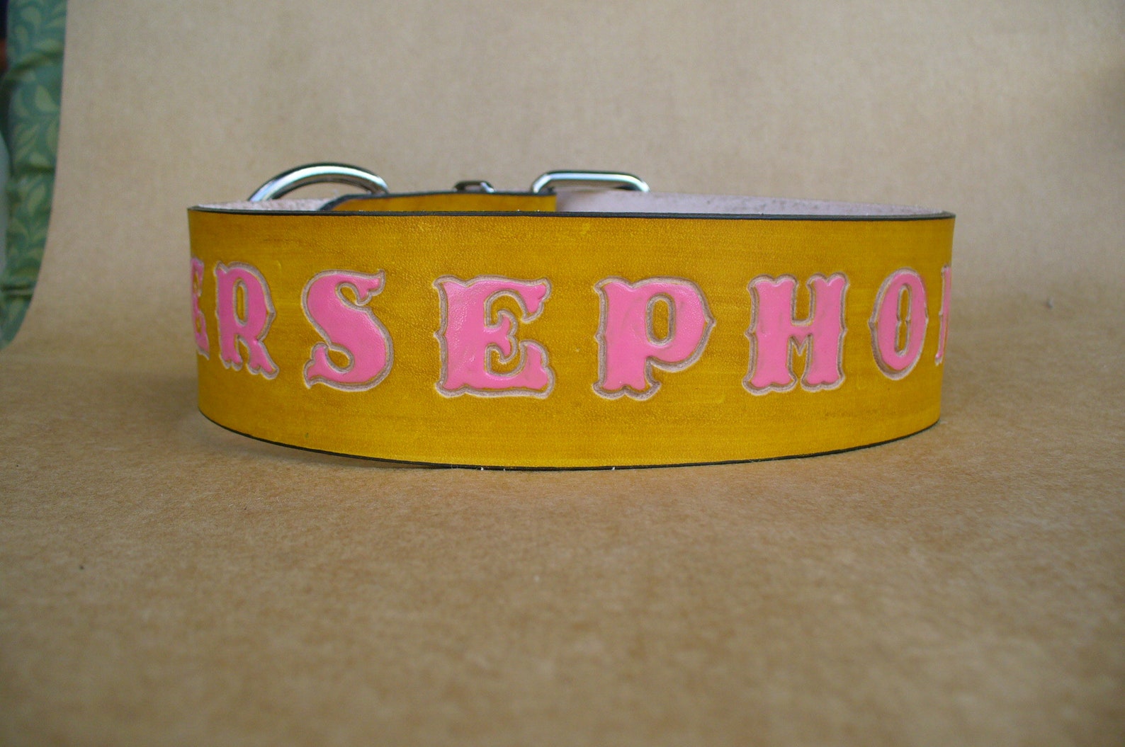 Leather Dog Collars Yellow XL Dog Collars for Big Dogs Etsy