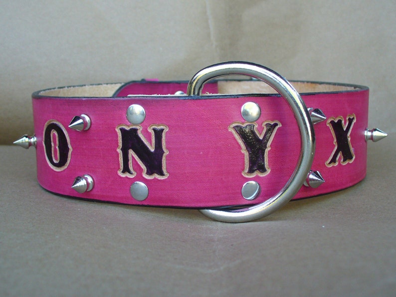 Custom Pit bull Collars Pit bull Spike Collar Blue Leather Etsy