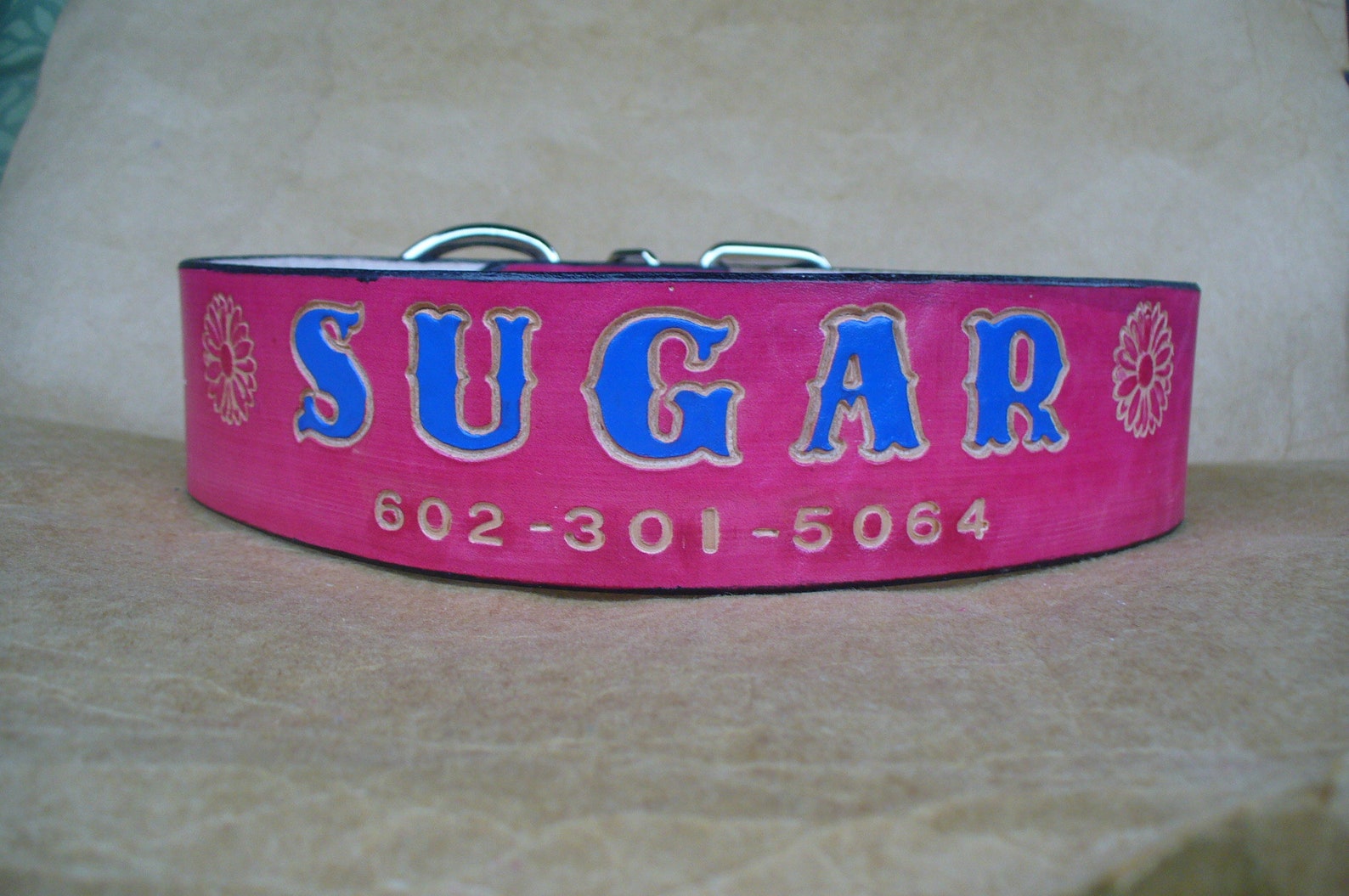 Pink Dog Collars With Name Custom Made XXL Leather Dog Etsy