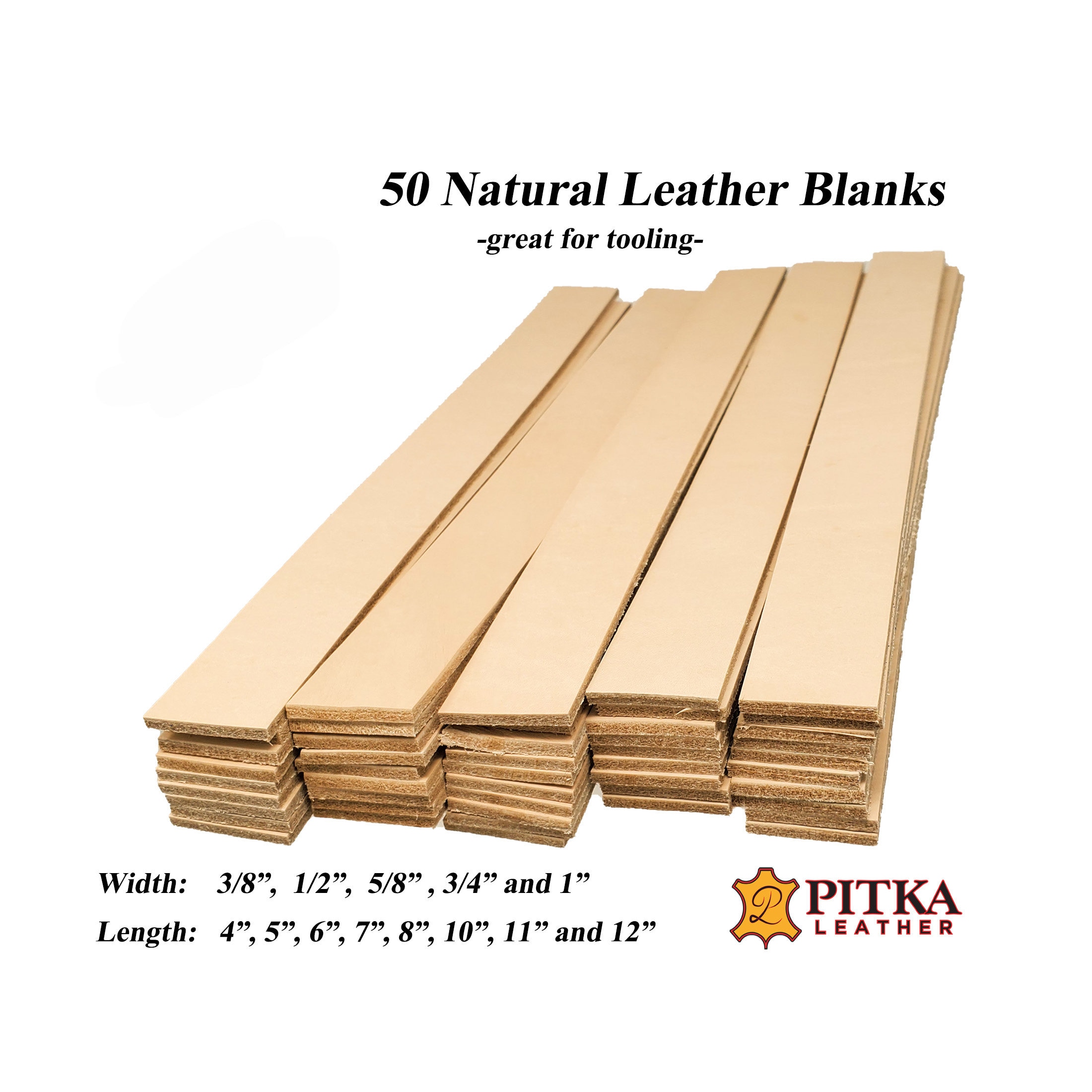 Leather Strips Blanks 50 Pack Natural Leather Strips 5-6 Oz. Great for  Tooling Available in Multiple Length and Width Craft Projects 