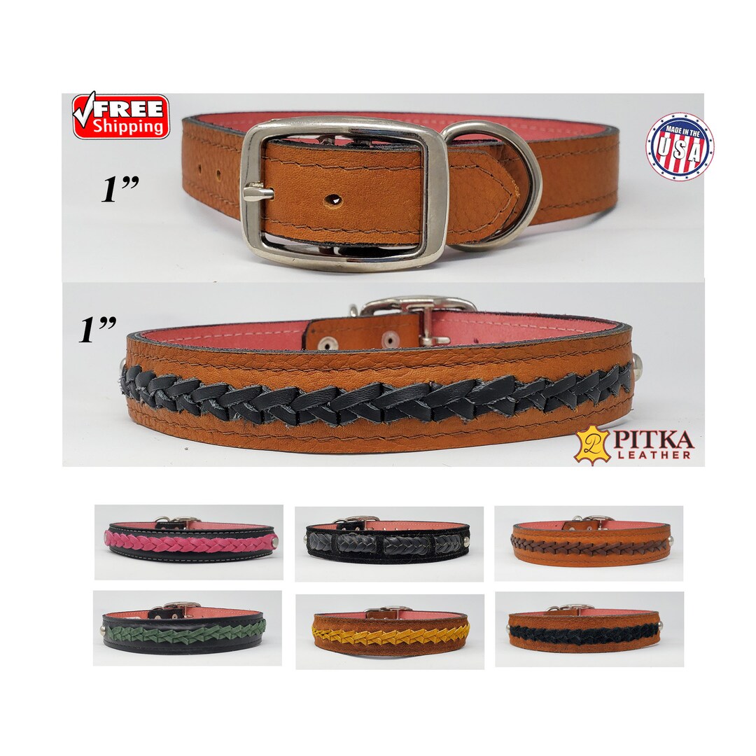Braided Leather Dog Collars Handmade Dog Collar Large Etsy