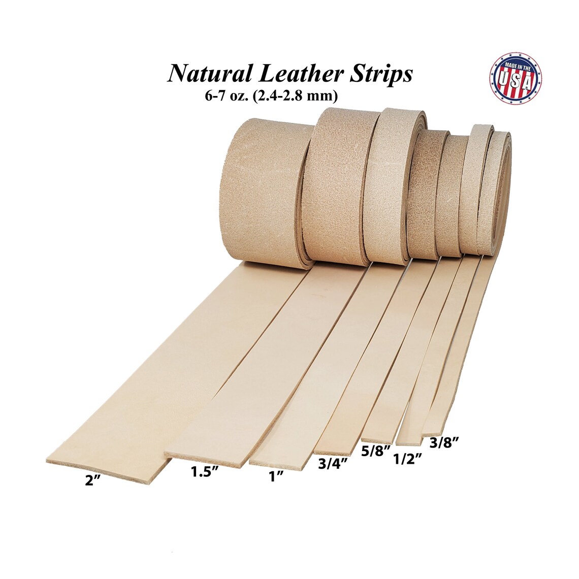 67 Oz. Natural Leather Strips 24 to 96 Inch Long Etsy