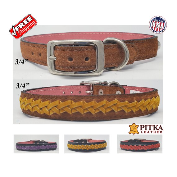braided leather dog collars