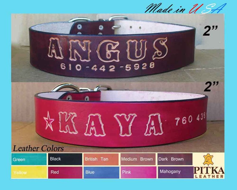 2 inch wide personalized dog collars