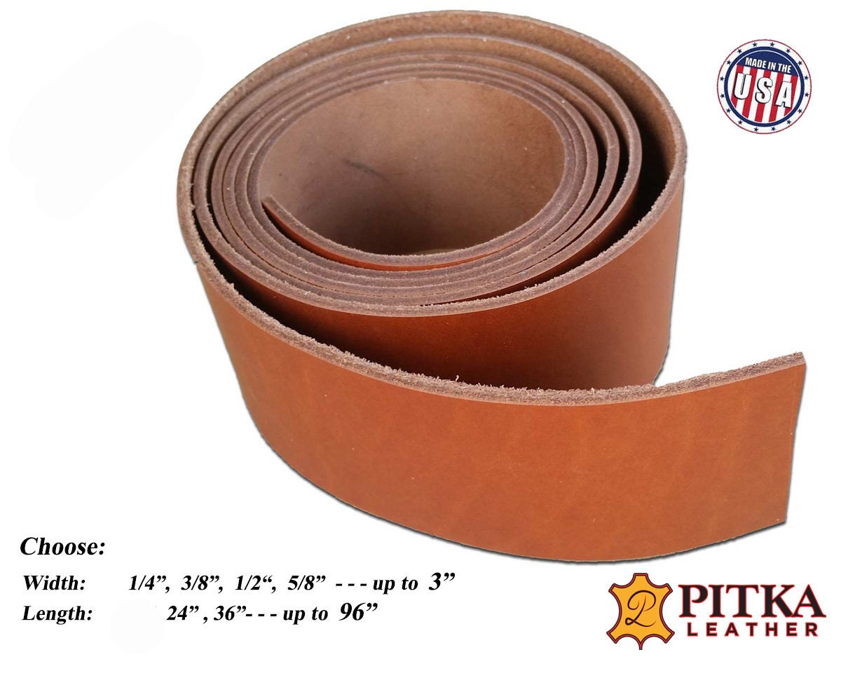 3/8 inch Leather Strips Latigo - Leather Craft Projects - Strong Quality USA Made Leather Strips - Choose Your Color-Length - Pitka Leather