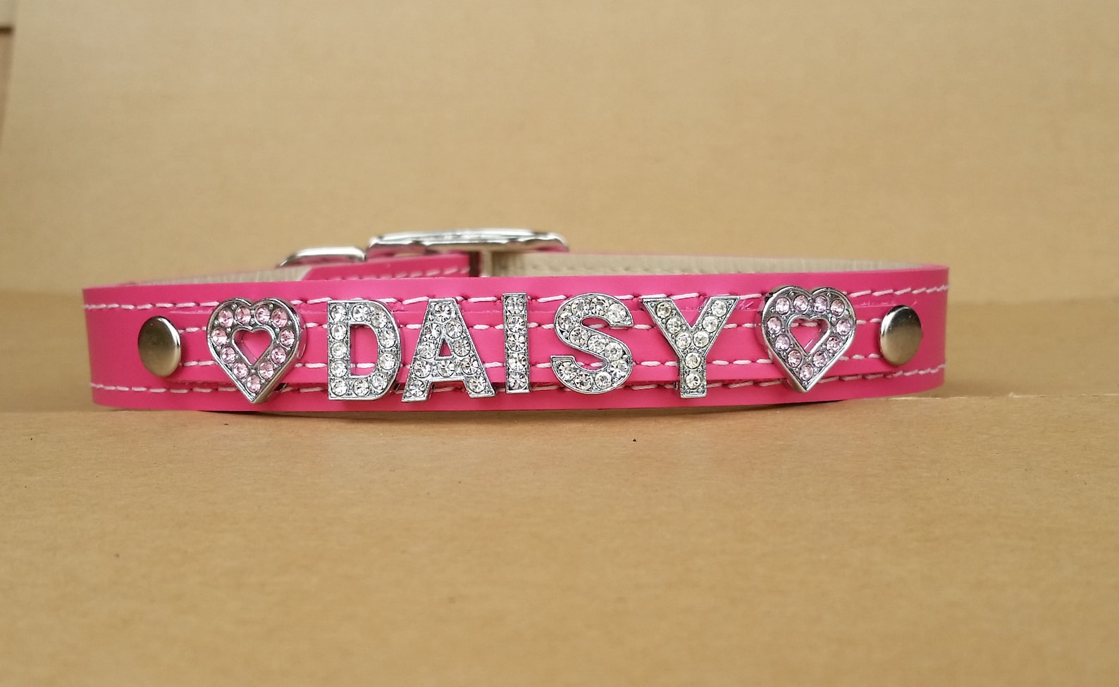 Personalized Rhinestone Dog Collars Custom Leather Collars Etsy
