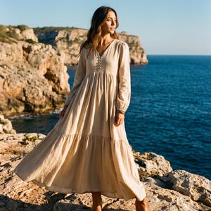 slim fit dress slacks Fall Flower Print Cutout Long Sleeve Maxi Dress