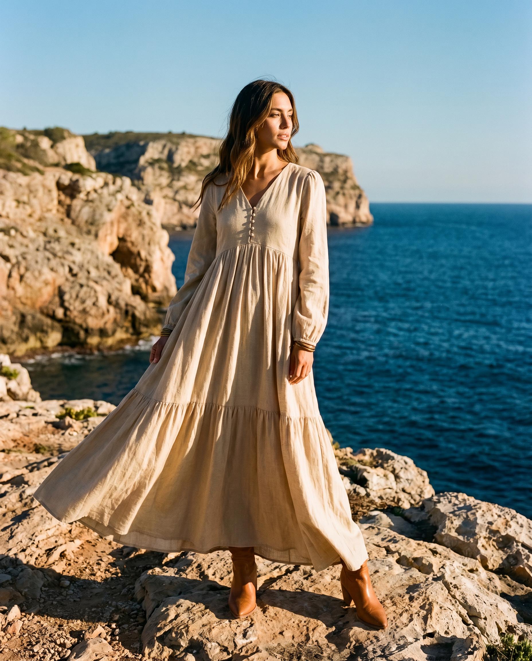 Light Blue Long Sleeve Maxi Dress - Etsy