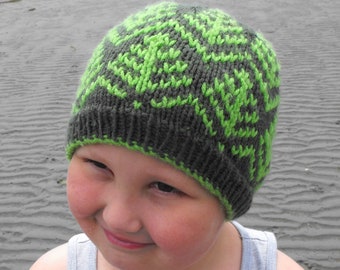 Knit Hat Pattern Forevergreen Toque Newborn Toddler Child Teen Adult Men beanie knitting Forest tree mountain one-skein PDF Instant Download