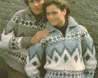 White Buffalo Pattern 6729 Cowichan Salish sweater Knit cardigan Canadian clothes hippy West coast sweater jumper pullover PDF knitting