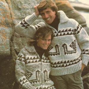 White Buffalo Pattern 6124 Cowichan Salish sweater Knit cardigan Native Canadian hippy West coast jumper pullover PDF DIY knitting pattern