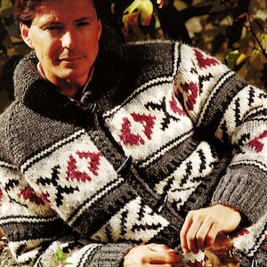 Cowichan Sweater Pattern White Buffalo 1420B Indian Blanket Salish Knit cardigan Native Canadian hippy West coast jumper pullover knitting
