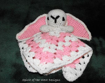 Crochet Pattern Bunny Lovey Baby Snuggly Baby Blanket Granny Square Rabbit Amigurumi Security Blankey Blankie PDF Instant Digital Download