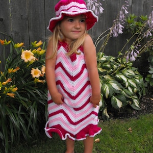 Chevron Sundress Crochet Dress Pattern Toddler child spring tutu sundress ruffles adjustable straps buttons sleeveless PDF Instant Download