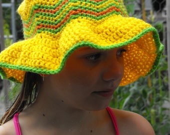 Chevron Sun Hat - Crochet Pattern, toque, childs hat, spring hat, basic sun hat, Newsboy hat , Visor hat, sun shade sunshade toddler brimmed