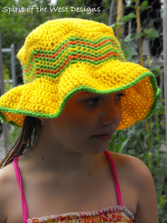 Chevron Sun Hat Crochet Pattern, Toque, Childs Hat, Spring Hat