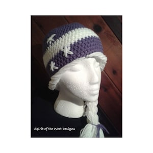 Ice Princess Elsa inspired hat - Crochet hat Pattern, frozen hat Elsa hat, halloween costume, queen, wool hat, toque childs hat, braid, hair