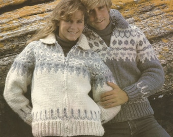 White Buffalo Pattern 6714 Cowichan Salish sweater Knit cardigan Canadian clothes hippy West coast sweater jumper pullover PDF knitting