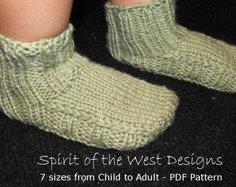 Ribbed Slippers knitting pattern 7 sizes Toddler child teen Adult Slipper socks boots knit booties house shoe moccasin loafers bootees PDF