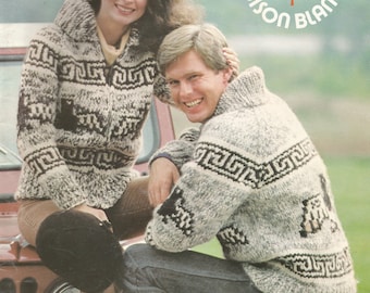 White Buffalo Pattern 16 Cowichan Salish sweater Knit cardigan Native Canadian clothes hippy West coast sweater jumper PDF knitting