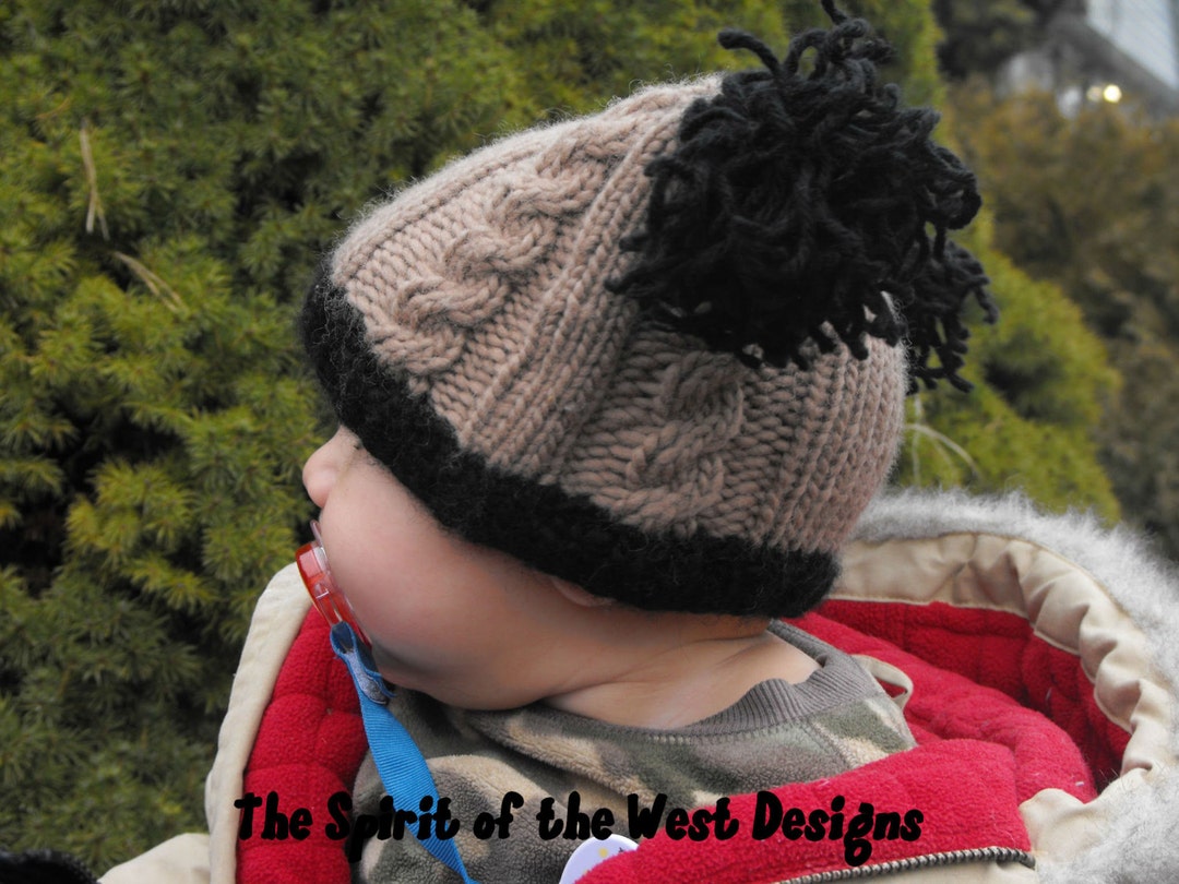 Easy Baby Cable Hat Knitting Pattern, Toque, Cabled Hat With Tassels, Babies, Toddler, Wool Hat