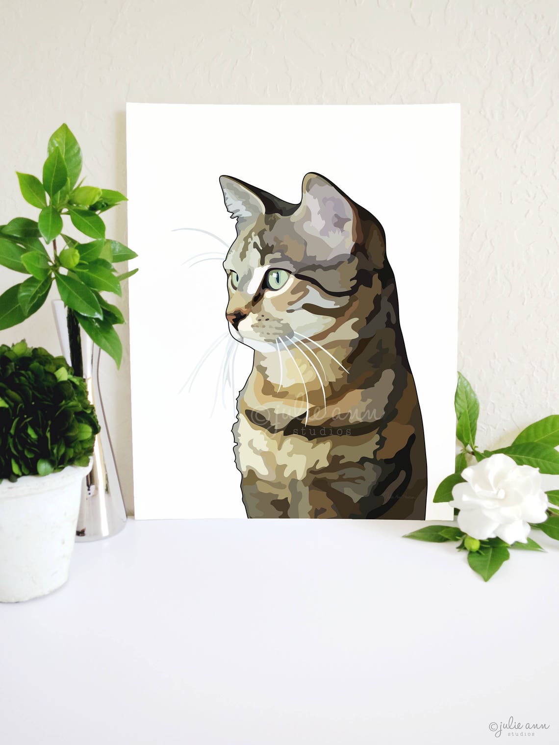 Tabby Cat Art Print Tabby Cat Painting Cat Gift Cat Lover Etsy