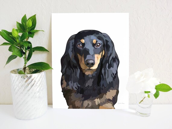 Long Haired Dachshund Art Print Doxie Art Dachshund Decor Etsy