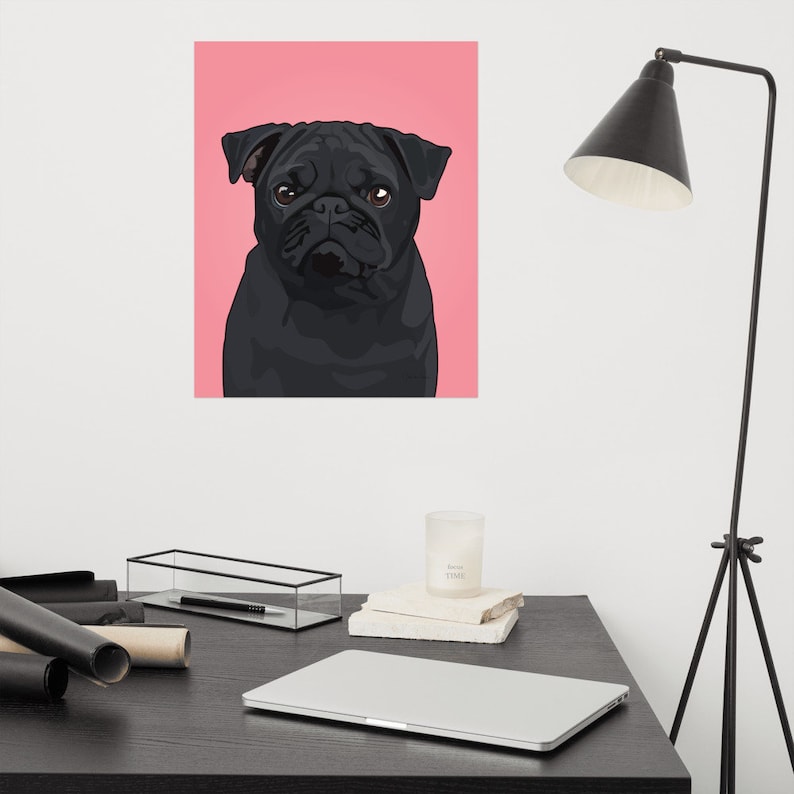 Black Pug Art Print Pug Dog Art Pug Decor Pug Wall Art Dog | Etsy