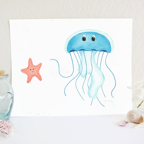 Jellyfish Nursery Print Mother Baby Art Ocean Nursery Sea Etsy