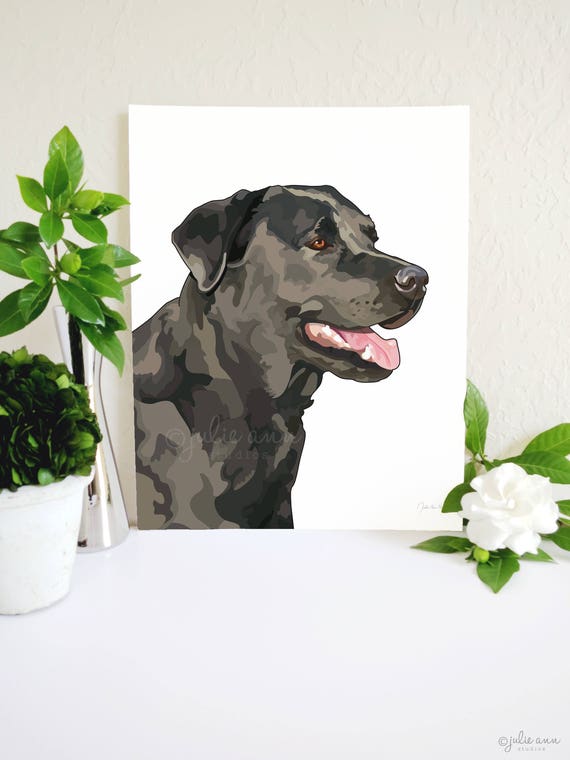 Labrador Retriever Print Dog Art Wall Decor Black Lab Breed