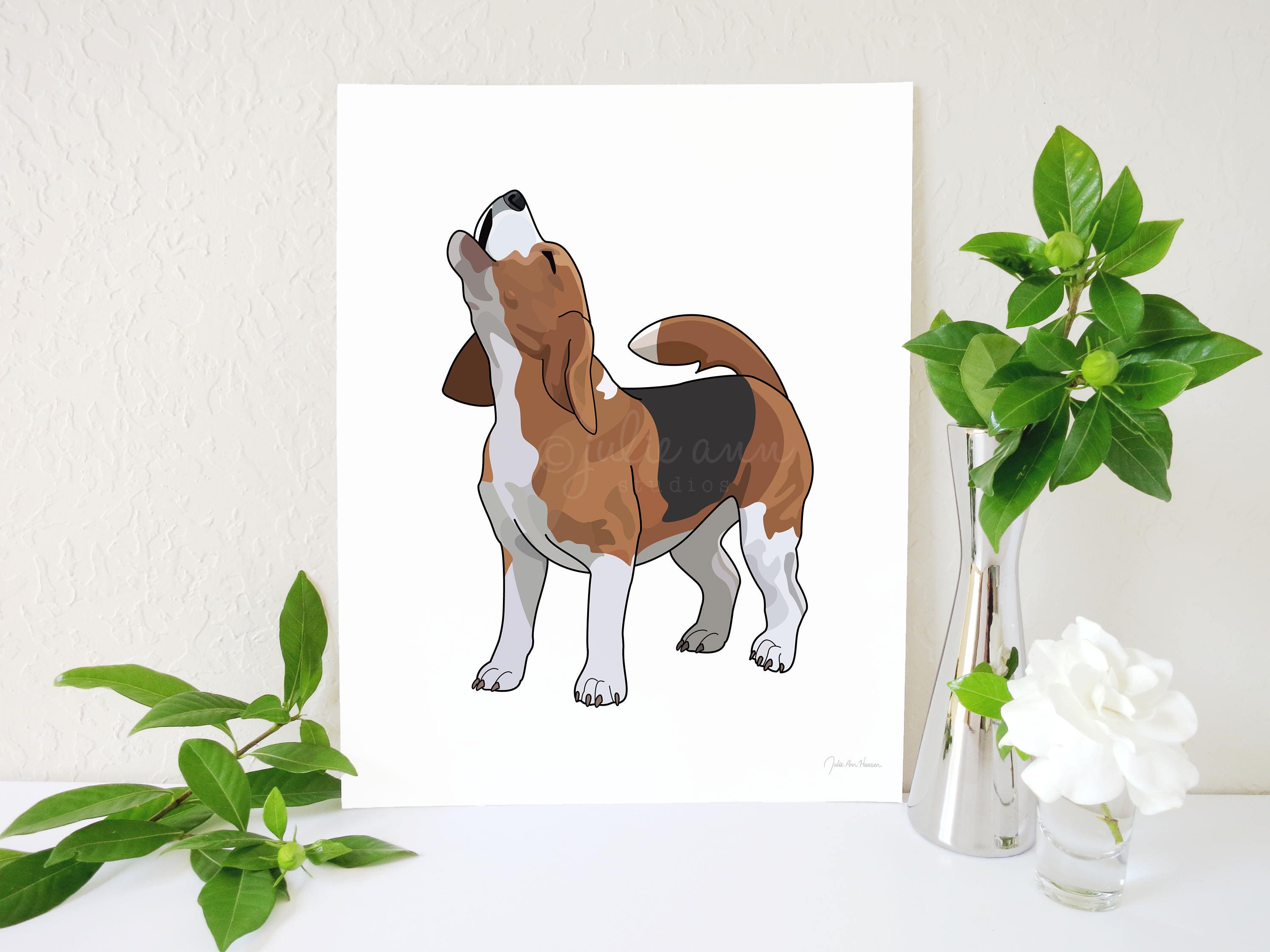 Beagle Art Print Howling Beagle Decor Barking Dog Art Etsy
