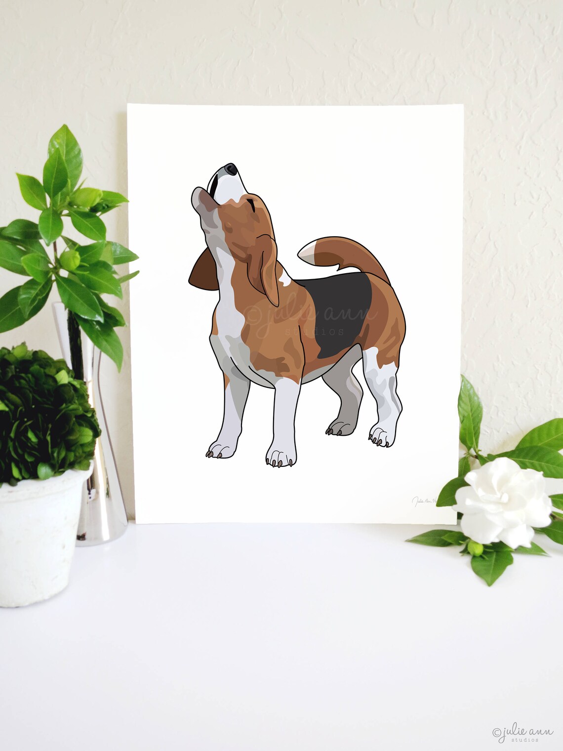 Beagle Art Print Howling Beagle Decor Barking Dog Art Etsy