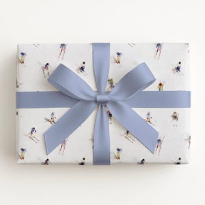Ski Wrapping Paper, Cute Winter Gift Wrap, Skier Gift Wrap, Christmas Wrapping Paper, Winter Birthday Gift Wrap