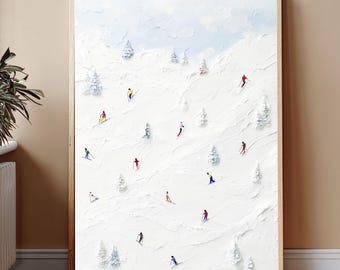 Ski Wall Art, Winter Wall Art, Textured Minimalist Prints, Skier Artwork, Ski Wall Art, Unique Ski Poster, Winter Sports Art