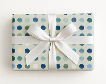 Papel de regalo azul con lunares, papel de regalo para baby shower de niño, papel de regalo para cumpleaños infantiles, papel de regalo artístico, papel de regalo con lunares