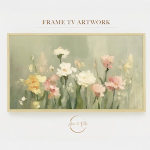 Floral Frame TV Art, Spring Flower Frame TV Art, Floral Painting TV Digital, Abstract Digital Art, Contemporary Living Room Decor